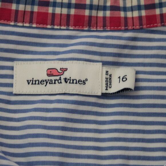 Vineyard Vines Long Sleeve Button Down Shirt Stripe Plaid Pocket 16 - Picture 4 of 6